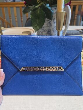 Stella & Dot Blue Envelope Clutch with Wristlet